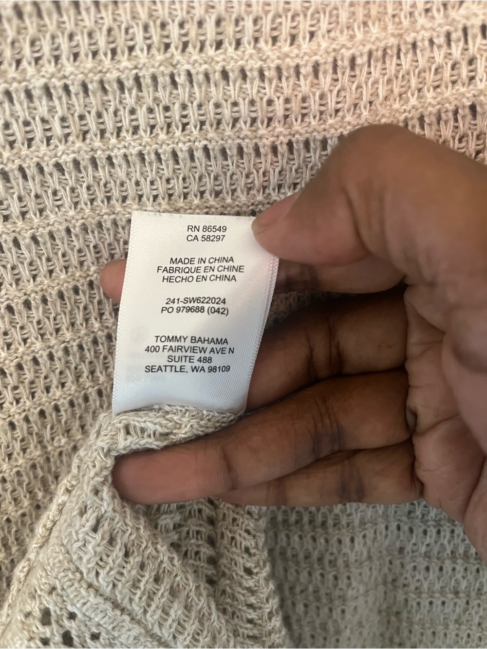 Tommy Bahama Beige Knit V-Neck Sleeveless Dress - Picture 7 of 7
